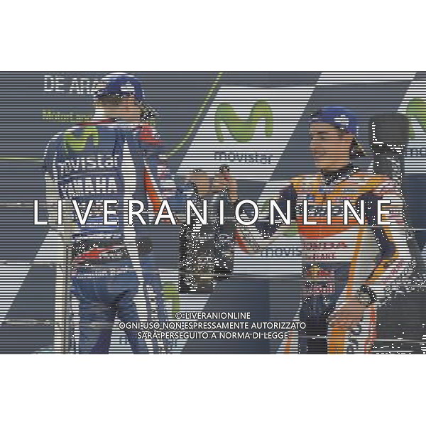 25.09.2016. Motorland Aragon, Alcaniz, Spagna.Marc Marquez e Jorge Lorenzo. Â©PIAZZOLLA / AGENZIA ALDO LIVERANI SAS 