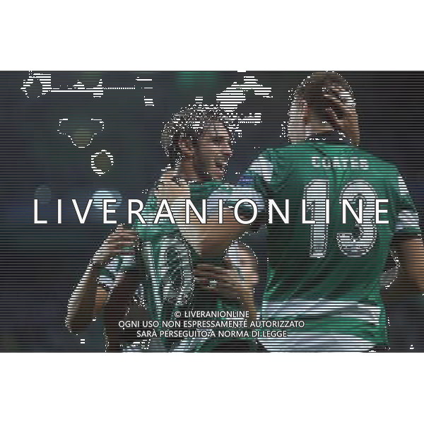 27.09.2016 LIZBONA (LISBON) ESTADIO JOSE ALVALADE PILKA NOZNA (FOOTBALL), LIGA MISTRZOW UEFA , FAZA GRUPOWA - GRUPA F ( UEFA CHAMPIONS LEAGUE - GROUP STAGE, GROUP F) MECZ (GAME) SPORTING LIZBONA SC - LEGIA WARSZAWA (SPORING LISBON SC - LEGIA WARSAW) NZ RADOSC GOL SPORTING BRYIAN RUIZ, SEBASTIAN COATES FOTO LUKASZ GROCHALA/CYFRASPORT / NEWSPIX.PL --- Newspix.pl AG ALDO LIVERANI SAS ONLY ITALY *** Local Caption *** www.newspix.pl mail us: info@newspix.pl call us: 0048 022 23 22 222 --- Polish Picture Agency by Ringier Axel Springer Poland