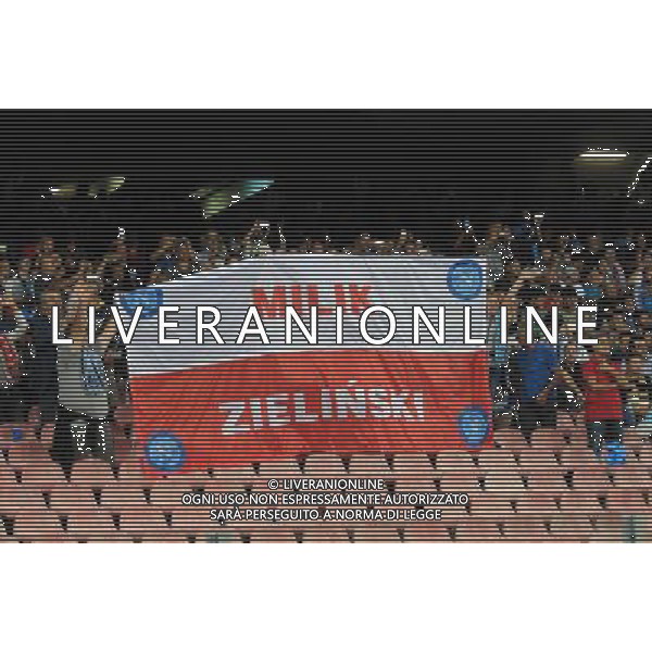 NAPOLI - BENFICA CHAMPIONS LEAGUE 28 SETTEMBRE 2016 NELLA FOTO: STRISCIONE DEI TIFOSI NAPOLI PER MILIK E ZIELINSKI ©MOSCA / AGENZIA ALDO LIVERANI SAS