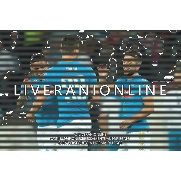 NAPOLI - BENFICA CHAMPIONS LEAGUE 28 SETTEMBRE 2016 NELLA FOTO: ESULTANZA DOPO IL GOL DI MERTENS CON MILIK ©MOSCA / AGENZIA ALDO LIVERANI SAS