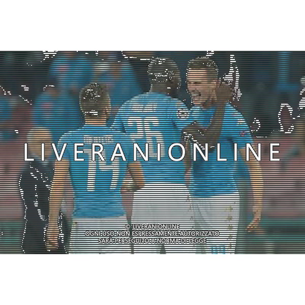 NAPOLI - BENFICA CHAMPIONS LEAGUE 28 SETTEMBRE 2016 NELLA FOTO: ESULTANZA DOPO IL GOL DI MILIK ©MOSCA / AGENZIA ALDO LIVERANI SAS