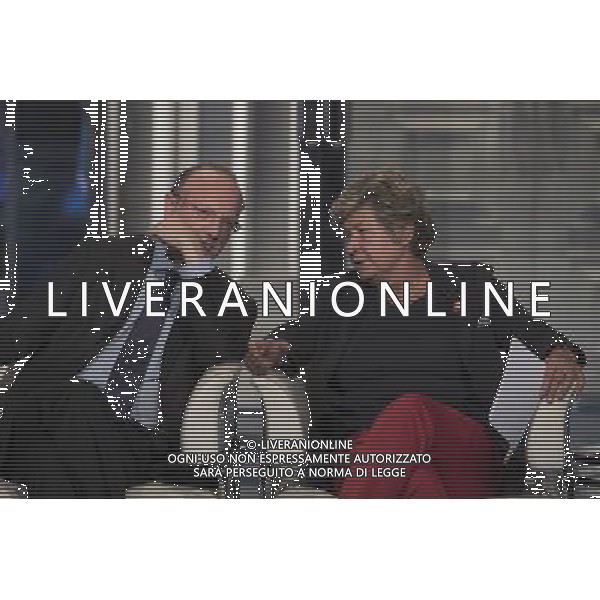 Trasmissione TV \' Porta a Porta \' Roma - 28.09.2016 - Studi RAI Teulada - nella foto: Vincenzo Boccia e Susanna Camusso /Ph.Corradetti-Ag Aldo Liverani