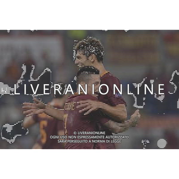 UEFA Europa League 2016-2017 Fase a Gironi Gruppo E Roma 29.09.2016 - AS Roma vs AFC Astra Giurgiu - nella foto: esultanza dopo il gol di Federico Fazio con Manuel Iturbe /Ph.Corradetti-Ag. Aldo Liverani