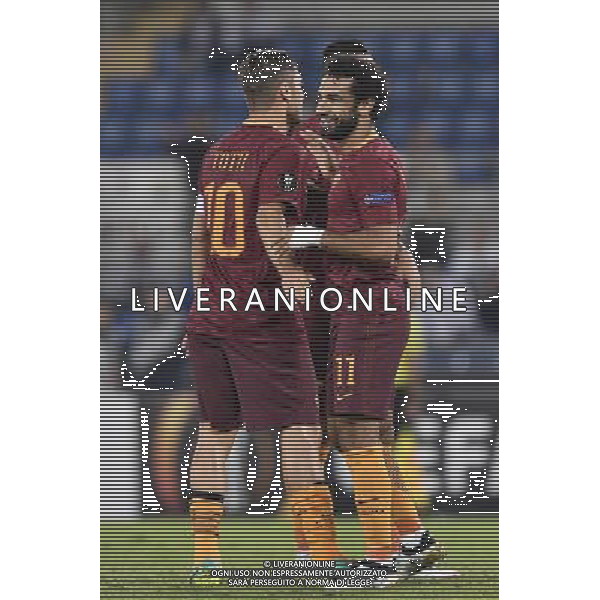 UEFA Europa League 2016-2017 Fase a Gironi Gruppo E Roma 29.09.2016 - AS Roma vs AFC Astra Giurgiu - nella foto: esultanza dopo il gol di Mohamed Salah con Francesco Totti /Ph.Corradetti-Ag. Aldo Liverani