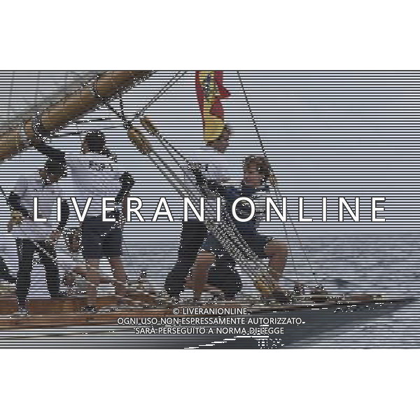 Crew of Yacht HISPANIA sailing during Les Voiles de St. Tropez /Agenzia Aldo Liverani s.a.s.
