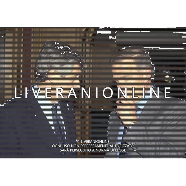 MILANO 14-12-1998 FESTA DI GALA DELL\'ASSOCIAZIONE CALCIATORI PER I 30 ANNI DI ATTIVITA NELLA FOTO SERGIO CAMPANA CON GIANNI RIVERA AG ALDO LIVERANI SAS
