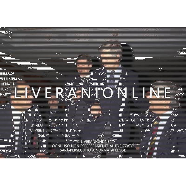 MILANO 14-12-1998 FESTA DI GALA DELL\'ASSOCIAZIONE CALCIATORI PER I 30 ANNI DI ATTIVITA NELLA FOTO FRANCO CARRARO CON GIANNI RIVERA E LUCIANO NIZZOLA AG ALDO LIVERANI SAS