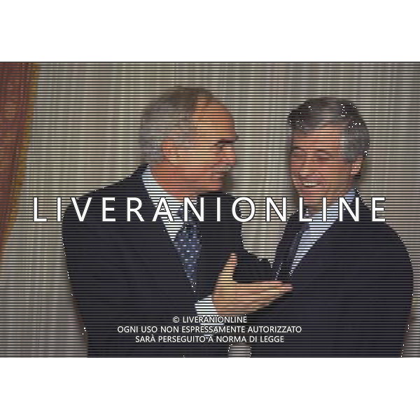 MILANO 14-12-1998 FESTA DI GALA DELL\'ASSOCIAZIONE CALCIATORI PER I 30 ANNI DI ATTIVITA NELLA FOTO GIANNI RIVERA E SANDRO MAZZOLA AG ALDO LIVERANI SAS