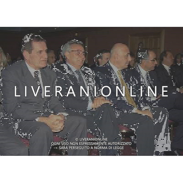 MILANO 14-12-1998 FESTA DI GALA DELL\'ASSOCIAZIONE CALCIATORI PER I 30 ANNI DI ATTIVITA NELLA FOTO MARIO MACALLI-CANDIDO CANNAVO-ADRIANO GALLIANI E FRANCO CARRARO AG ALDO LIVERANI SAS