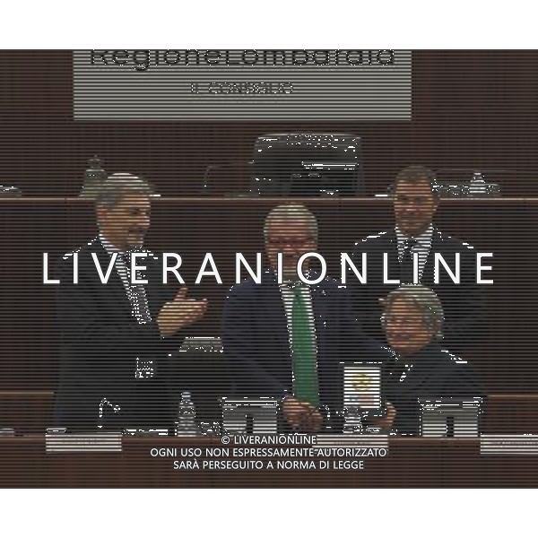 Milano 04/10/2016 Premiazione medagliati Lombardi a Rio 2016 Nella Foto:Raffaele Cattaneo, Roberto Maroni, Antonio Rossi mentre premiano Pierangelo Santelli PH Lauro Montagnini / AGENZIA ALDO LIVERANI SAS