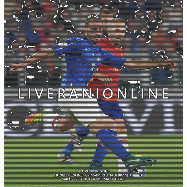 Qualificazioni al Campionato Mondiale FIFA Russia 2018 Gruppo G Torino - 06.10.2016 Italia-Spagna Nella Foto: leonardo bonucci e andres iniesta /Ph.Vitez-Ag. Aldo Liverani