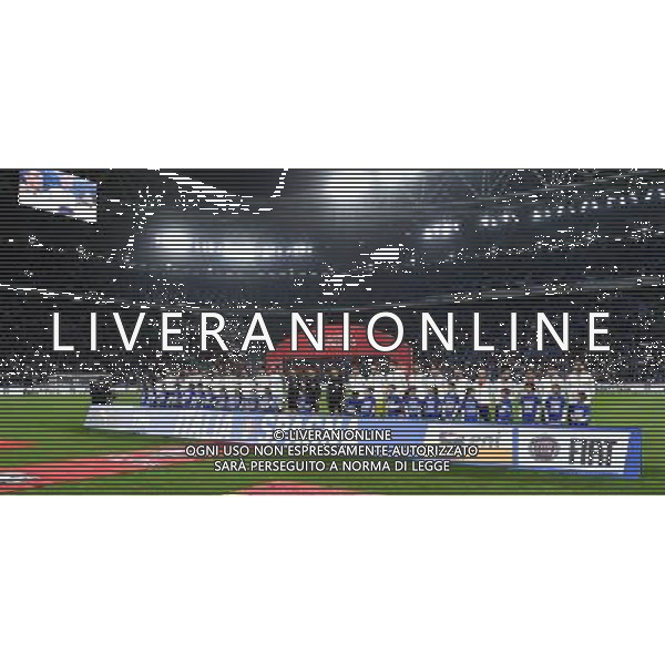 Qualificazioni al Campionato Mondiale FIFA Russia 2018 Gruppo G Torino - 06.10.2016 Italia-Spagna Nella Foto:italia e francia squadre schierate nel prepartita /Ph.Vitez-Ag. Aldo Liverani