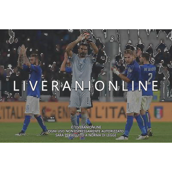 Qualificazioni al Campionato Mondiale FIFA Russia 2018 Gruppo G Torino - 06.10.2016 Italia-Spagna Nella Foto: gianluigi buffon ciro immobile daniele de rossi de sciglio salutano i tifosi a fine gara /Ph.Vitez-Ag. Aldo Liverani