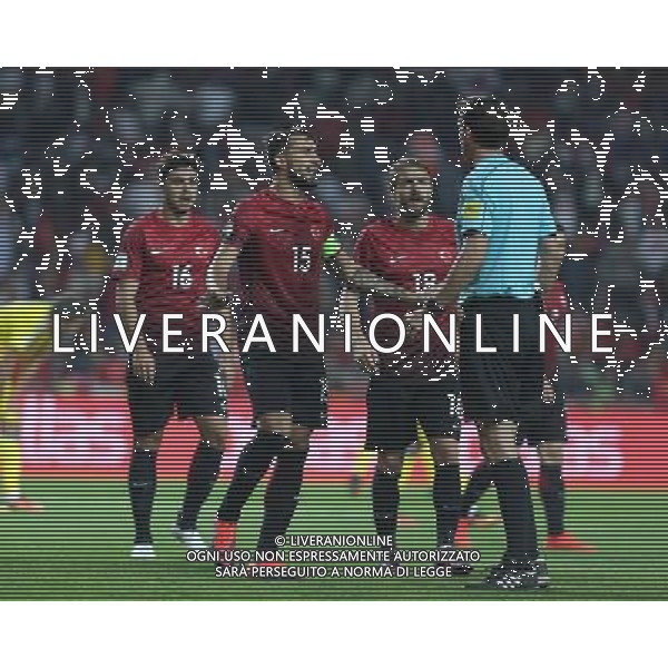 World Cup 2018 qualifier Group I football match between Turkey vs Ukraine at Torku Arena in Konya, Turkey on October 06 , 2016. Pictured : Caner Erkin , Mehmet Topal #15 , Ozan Tufan of Turkey and referee Manuel Grafe. KWALIFIKACJE ELIMINACJE MISTRZOSTWA SWIATA ROSJA 2018 PILKA NOZNA SEZON 2016/2017 TURCJA vs UKRAINA FOT.SESKIM PHOTO/NEWSPIX.PL POLAND, TURKEY, GERMANY, AUSTRIA AND UK OUT !!! --- Newspix.pl AG ALDO LIVERANI SAS ONLY ITALY *** Local Caption *** www.newspix.pl mail us: info@newspix.pl call us: 0048 022 23 22 222 --- Polish Picture Agency by Ringier Axel Springer Poland