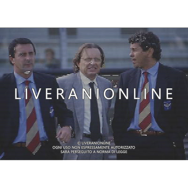 RETROSPETTIVA ADELIO MORO CALCIATORE NELLA FOTO ADELIO MORO CON GINO CORIONI PRESIDENTE DEL BRESCIA E MIRCEA LUCESCU AG ALDO LIVERANI SAS