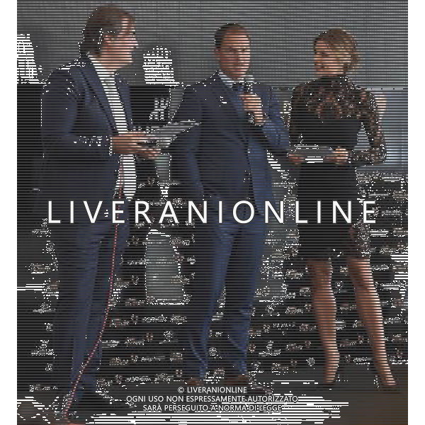 Golden Foot Award Monaco 2016 Montecarlo (Principato di Monaco) - 11.10.2016 Nella Foto:Frank De Boer Golden Foot Legends Award con Gianluigi Pardo e Martina Colombari /Ph.Vitez-Ag. Aldo Liverani