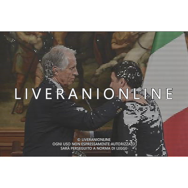 Presentazione del Piano Sport e Periferie da parte del presidente del Consiglio Matteo Renzi con il presidente del Coni Giovanni Malago\' - Roma - 12.10.2016 - Palazzo Chigi - nella foto: Giovanni Malago\' e Matteo Renzi / Ph. Corradetti-Ag Aldo Liverani/ AGENZIA ALDO LIVERANI SAS 