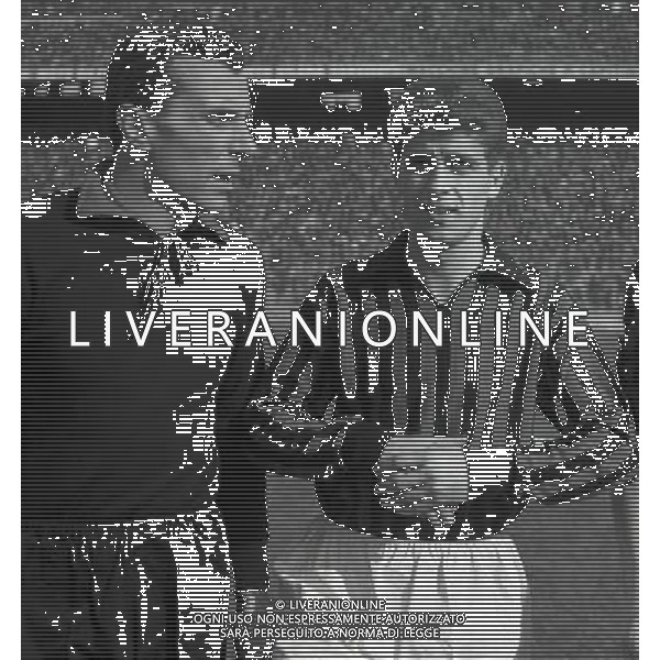 RETROSPETTIVA GIORGIO GHEZZI CALCIATORE NELLA FOTO GIORGIO GHEZZI CON LA MGLIA DEL MILAN CON GIANNI RIVERA AG ALDO LIVERANI SAS