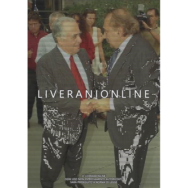 21-08-1999 MILANO SEDE LEGA CALCIO IN VIA ROSSELLINI RIUNIONE DEI PRESIDENTI DI CALCIO NELLA FOTO FRANCO SENSI E CORRADO FERLAINO AG ALDO LIVERANI SAS