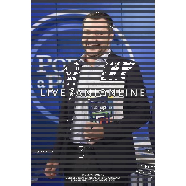 Trasmissione TV \' Porta a Porta \' Roma - 17.10.2016 - Studi RAI Teulada - nella foto: Matteo Salvini /Ph.Corradetti-Ag Aldo Liverani / AGENZIA ALDO LIVERANI SAS 