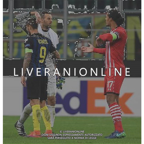 UEFA Europa League 2016/2017 Fase a Gironi Gruppo K Milano - 20.10.2016 Inter-Southampton Nella Foto:esultanza finale di mauro icardi con handanovic /Ph.Vitez-Ag. Aldo Liverani