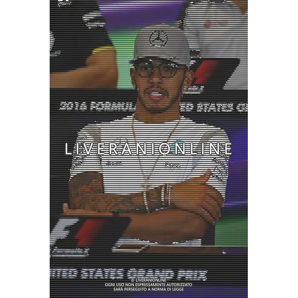 Lewis Hamilton (GBR) Mercedes AMG F1 in the FIA Press Conference. 20.10.2016. Formula 1 World Championship, Rd 18, United States Grand Prix, Austin, Texas, USA, Preparation Day. AG ALDO LIVERANI SAS ONLY ITALY