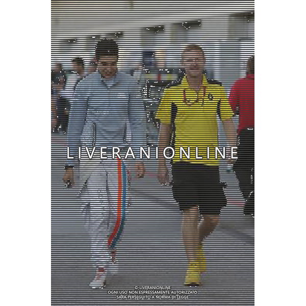 (L to R): Esteban Ocon (FRA) Manor Racing with Andy Stobart (GBR) Renault Sport F1 Team Press Officer. 21.10.2016. Formula 1 World Championship, Rd 18, United States Grand Prix, Austin, Texas, USA, Practice Day. / AGENZIA ALDO LIVERANI SAS - ITALY ONLY EDITORIAL USE ONLY