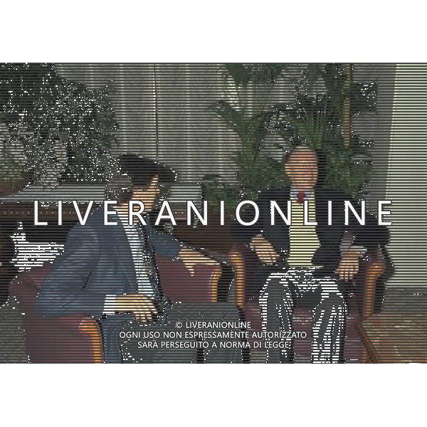 MILANO 25-02-1997 INCONTRO NILS LIEDHOLM CON GUNNAR NORDHAL E CESARE MALDINI NELLA FOTO NILS LIEDHOLM E CESARE MALDINI AG ALDO LIVERANI SAS