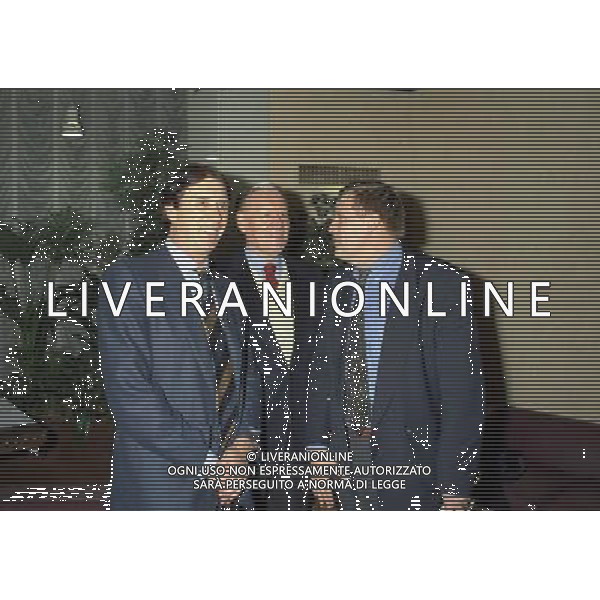 MILANO 25-02-1997 INCONTRO NILS LIEDHOLM CON GUNNAR NORDHAL E CESARE MALDINI NELLA FOTO NILS LIEDHOLM E CESARE MALDINI E GUNNAR NORDHAL AG ALDO LIVERANI SAS
