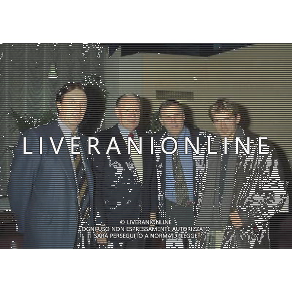 MILANO 25-02-1997 INCONTRO NILS LIEDHOLM CON GUNNAR NORDHAL E CESARE MALDINI NELLA FOTO NILS LIEDHOLM CESARE MALDINI GUNNAR NORDHAL E JESPER BLOMQVIST AG ALDO LIVERANI SAS