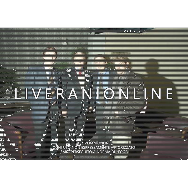MILANO 25-02-1997 INCONTRO NILS LIEDHOLM CON GUNNAR NORDHAL E CESARE MALDINI NELLA FOTO NILS LIEDHOLM CON CESARE MALDINI GUNNAR NORDHAL E JESPER BLOMQVIST AG ALDO LIVERANI SAS
