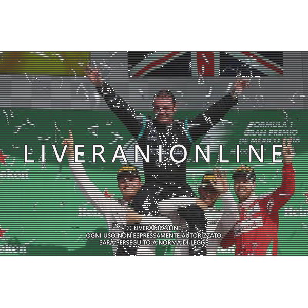 1st place Lewis Hamilton (GBR) Mercedes AMG F1 W07 , 2nd Nico Rosberg (GER) Mercedes AMG Petronas F1 W07 and 3rd Sebastian Vettel (GER) Scuderia Ferrari SF16-H. 30.10.2016. Formula 1 World Championship, Rd 19, Mexican Grand Prix, Mexico City, Mexico, Race Day. / AGENZIA ALDO LIVERANI SAS - ITALY ONLY EDITORIAL USE ONLY