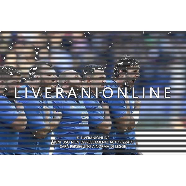 Rugby Test Match 2016 - Roma - 12.11.2016 - Stadio Olimpico - Italia vs All Blacks - nella foto: gli azzurri durante l\'inno nazionale / Ph. Corradetti - AG. ALDO LIVERANI SAS