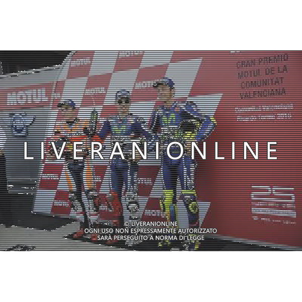 12.11.2016. Circuito Ricardo Tormo, Valenzia, Spagna.Marc Marquez, Jorge Lorenzo, Valentino Rossi. ©PIAZZOLLA/AGENZIA ALDO LIVERANI SAS