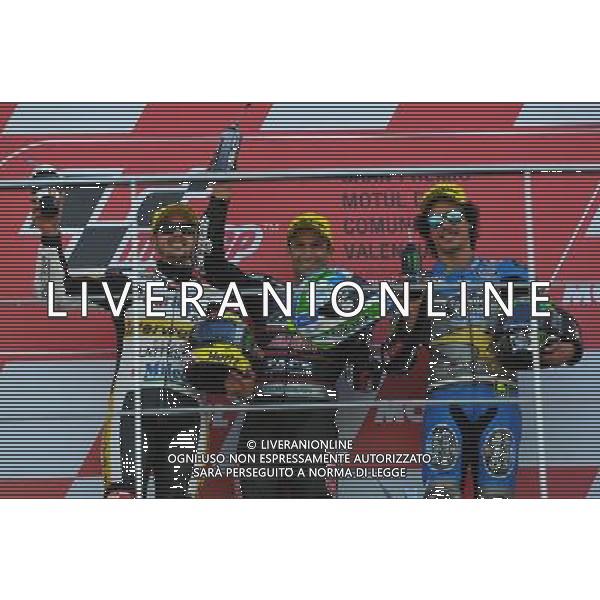 MOTOMONDIALE,VALENCIA,PILOTI MOTO3,13-11-2016,PODIO,CIRCUITO RICARDO TORMO,NELLA FOTO: PODIO foto adriano iemmi-ag aldo liverani sas