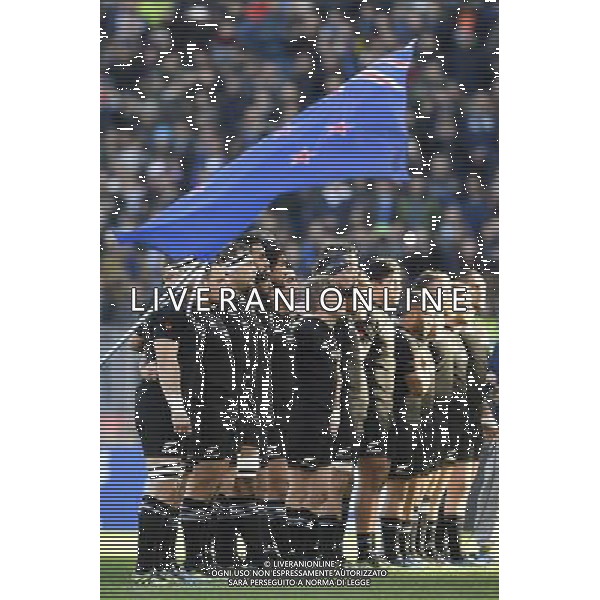 Rugby Test Match 2016 - Roma - 12.11.2016 - Stadio Olimpico - Italia vs All Blacks - nella foto: Gli All Blacks durante l\'inno nazionale / Ph. Corradetti - AG. ALDO LIVERANI SAS