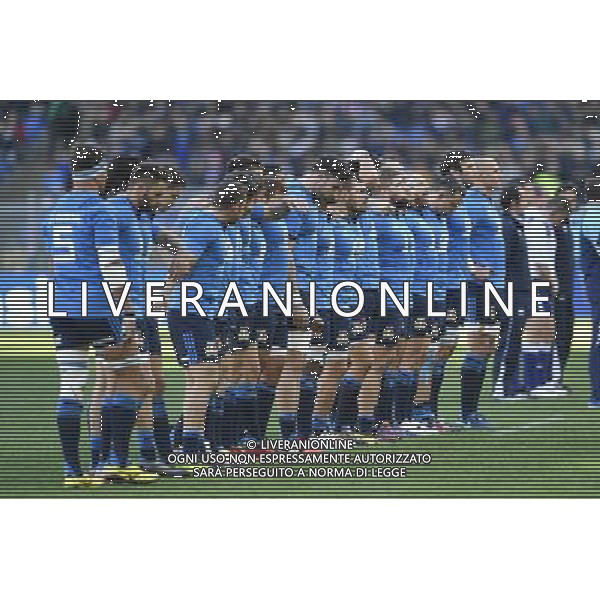 Rugby Test Match 2016 - Roma - 12.11.2016 - Stadio Olimpico - Italia vs All Blacks - nella foto: Gli azzurri durante l\'inno nazionale / Ph. Corradetti - AG. ALDO LIVERANI SAS