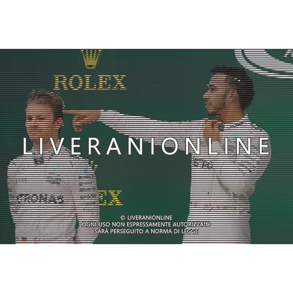 Nico Rosberg (GER) Mercedes AMG F1 and Lewis Hamilton (GBR) Mercedes AMG F1 13.11.2016. Formula 1 World Championship, Rd 20, Brazilian Grand Prix, Sao Paulo, Brazil, Race Day. AG ALDO LIVERANI SAS ONLY ITALY