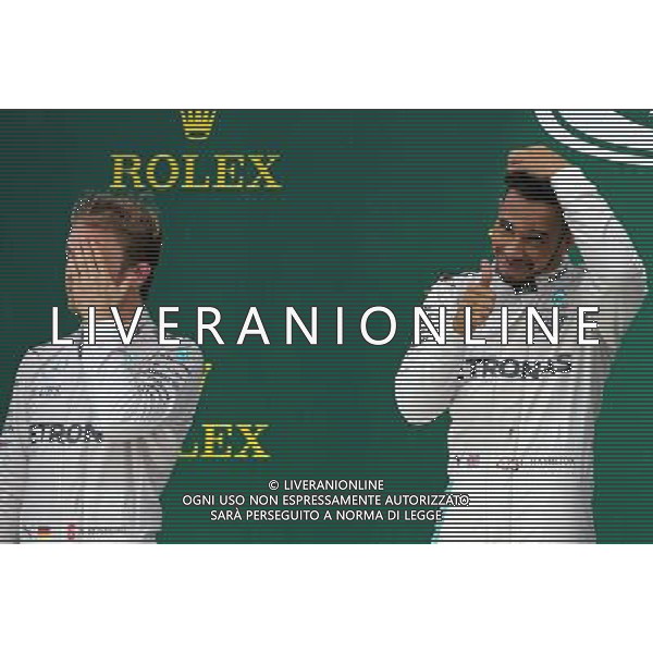 Nico Rosberg (GER) Mercedes AMG F1 and Lewis Hamilton (GBR) Mercedes AMG F1 13.11.2016. Formula 1 World Championship, Rd 20, Brazilian Grand Prix, Sao Paulo, Brazil, Race Day. AG ALDO LIVERANI SAS ONLY ITALY