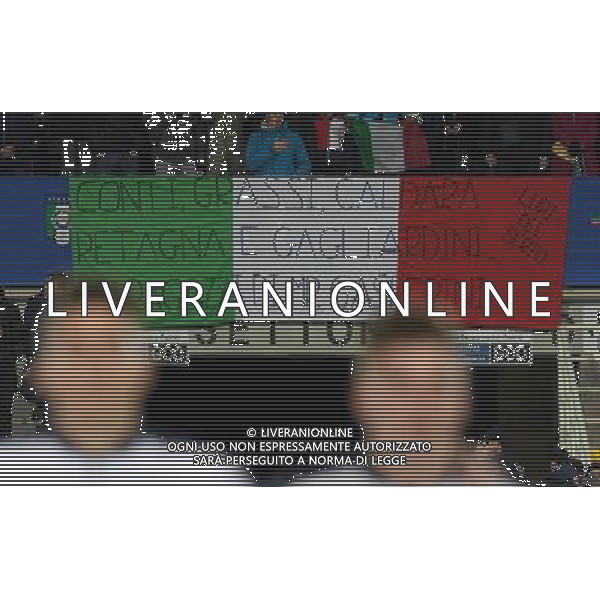 Amichevole Under 21 Bergamo - 14.11.2016 Italia-Danimarca Nella Foto:striscione dei tifosi per i giocatori in nazionale dell\'atalanta /Ph.Vitez-Ag. Aldo Liverani