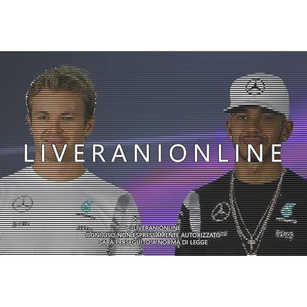 Nico Rosberg (GER) Mercedes AMG F1 and Lewis Hamilton (GBR) Mercedes AMG F1 24.11.2016. Formula 1 World Championship, Rd 21, Abu Dhabi Grand Prix, Yas Marina Circuit, Abu Dhabi, Preparation Day. AG ALDO LIVERANI SAS ONLY ITALY