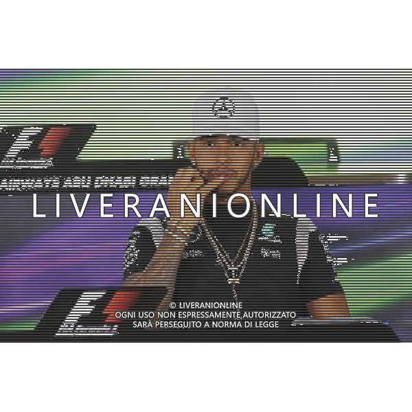 Lewis Hamilton (GBR) Mercedes AMG F1 in the FIA Press Conference. 24.11.2016. Formula 1 World Championship, Rd 21, Abu Dhabi Grand Prix, Yas Marina Circuit, Abu Dhabi, Preparation Day. AG ALDO LIVERANI SAS ONLY ITALY