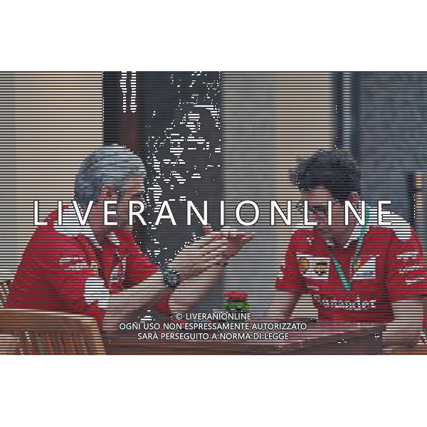 (L to R): Maurizio Arrivabene (ITA) Ferrari Team Principal with Mattia Binotto (ITA) Ferrari Chief Technical Officer. 24.11.2016. Formula 1 World Championship, Rd 21, Abu Dhabi Grand Prix, Yas Marina Circuit, Abu Dhabi, Preparation Day. AG ALDO LIVERANI SAS ONLY ITALY