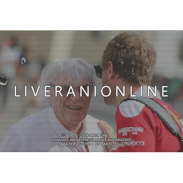 (L to R): Bernie Ecclestone (GBR) with Sebastian Vettel (GER) Ferrari. 25.11.2016. Formula 1 World Championship, Rd 21, Abu Dhabi Grand Prix, Yas Marina Circuit, Abu Dhabi, Practice Day. AG ALDO LIVERANI SAS ONLY ITALY