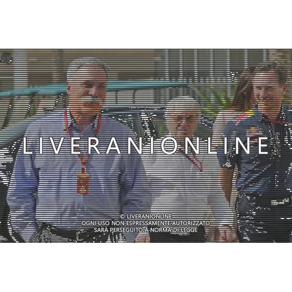 (L to R): Chase Carey (USA) Formula One Group Chairman with Bernie Ecclestone (GBR) and Christian Horner (GBR) Red Bull Racing Team Principal. 26.11.2016. Formula 1 World Championship, Rd 21, Abu Dhabi Grand Prix, Yas Marina Circuit, Abu Dhabi, Qualifying Day. AG ALDO LIVERANI SAS ONLY ITALY