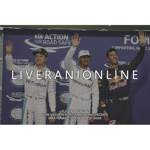 Pole for Lewis Hamilton (GBR) Mercedes AMG F1 W07 , 2nd for Nico Rosberg (GER) Mercedes AMG Petronas F1 W07 and 3rd for Daniel Ricciardo (AUS) Red Bull Racing RB12. 26.11.2016. Formula 1 World Championship, Rd 21, Abu Dhabi Grand Prix, Yas Marina Circuit, Abu Dhabi, Qualifying Day. AG ALDO LIVERANI SAS ONLY ITALY