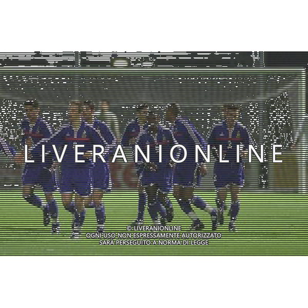 COMO,16-04-02 DFP/MARCO LUSSOSO ITALIA- FRANCIA UNDER 21 (AMICHEVOLE) NELLA FOTO: ESULTANZA FRANCIA AG DFP-AG ALDO LIVERANI SAS