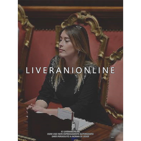 Voto sulla legge del Bilancio di previsione dello Stato per l\'anno finanziario 2017 e bilancio pluriennale per il triennio 2017-2019 - Roma - 07.12.2016 - Palazzo Madama - nella foto: Maria Elena Boschi / Ph. Corradetti-Ag. Aldo Liverani Sas