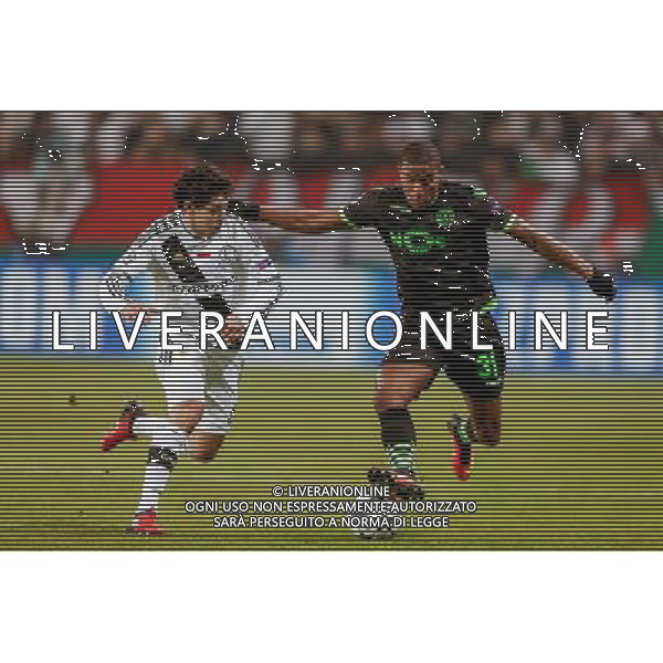 07.12.2016 WARSZAWA PILKA NOZNA STADION LEGII FOOTBALL RUNDA ELIMINACJI UEFA CHAMPIONS LEAGUE MECZ LEGIA WARSZAWA - SPORTING SC N/Z MARVIN ZEEGELAAR GUILHERME MARQUES FOT DAREK NOWAK / FOTONEWS / NEWSPIX.PL --- Newspix.pl / AGENZIA ALDO LIVERANI SAS - ITALY ONLY EDITORIAL USE ONLY - Legia Varsavia - Sporting Lisbona, match valido per la 6a giornata di Champions League (Gruppo F) 07 dicembre 2016