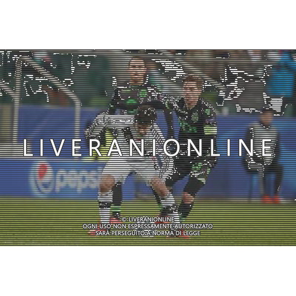 07.12.2016 WARSZAWA PILKA NOZNA STADION LEGII FOOTBALL RUNDA ELIMINACJI UEFA CHAMPIONS LEAGUE MECZ LEGIA WARSZAWA - SPORTING SC N/Z GUILHERME MARQUES ADRIEN SILVA FOT DAREK NOWAK / FOTONEWS / NEWSPIX.PL --- Newspix.pl / AGENZIA ALDO LIVERANI SAS - ITALY ONLY EDITORIAL USE ONLY - Legia Varsavia - Sporting Lisbona, match valido per la 6a giornata di Champions League (Gruppo F) 07 dicembre 2016